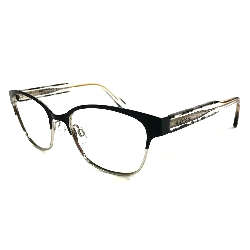 Tommy Hilfiger Eyeglasses Frames TH1388 QQO Black Gold Cat Eye 52-18-140